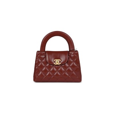 CHANEL MASTER BROWN QUILTED AGED CALFSKIN MINI KELLY BRUSHED GOLD HARDWARE AS4416 (19*13*7cm)